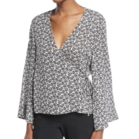 A.L.C. Ray Silk Wrap Blouse – Black & White Boho Floral – Size 4 – NWT - Picture 9 of 9